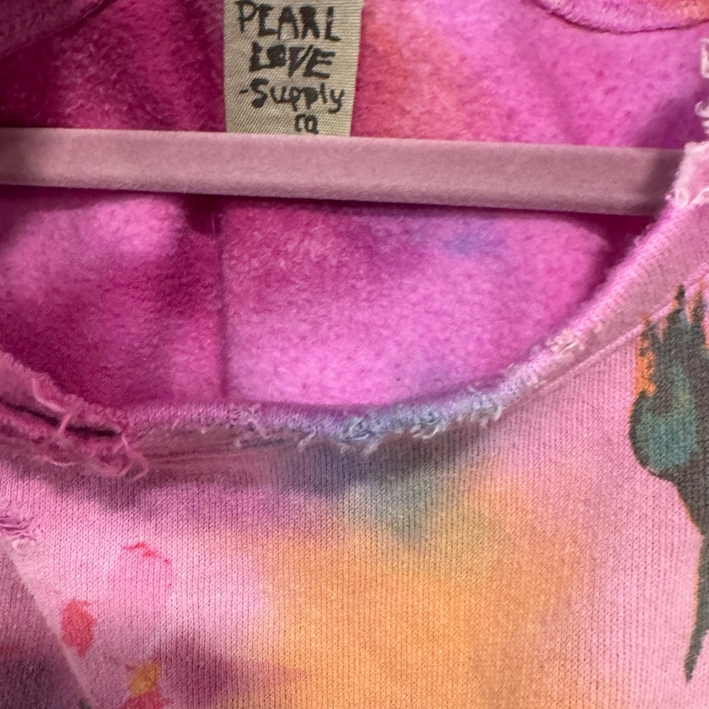 Magnolia Pearl Pink Multicolor Floral Bird Long Sleeve Top sweat shirt - Picture 2 of 3
